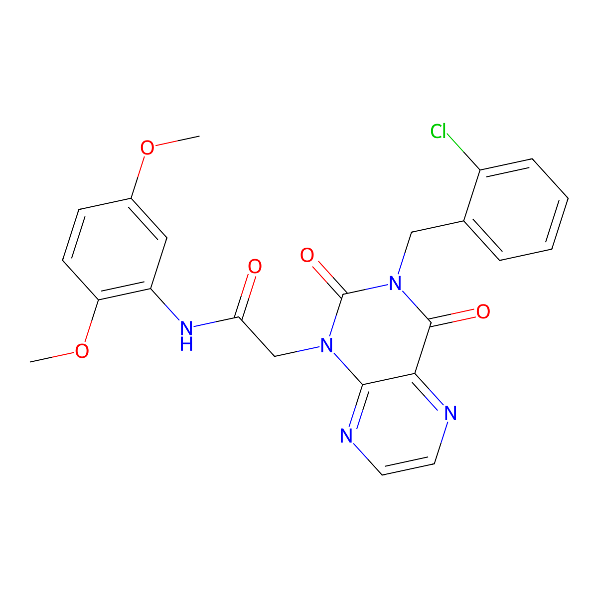 2-{3-[(2-chlorophenyl)methyl]-2,4-dioxo-1,2,3,4-tetrahydropteridin-1-yl}-N-(2,5-dimethoxyphenyl)acetamide molecular structure, CAS 1040656-36-7