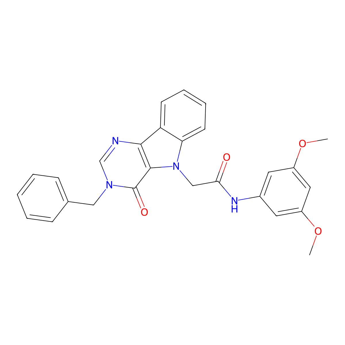 2-(3-benzyl-4-oxo-3H-pyrimido[5,4-b]indol-5(4H)-yl)-N-(3,5-dimethoxyphenyl)acetamide molecular structure, CAS 1040656-42-5