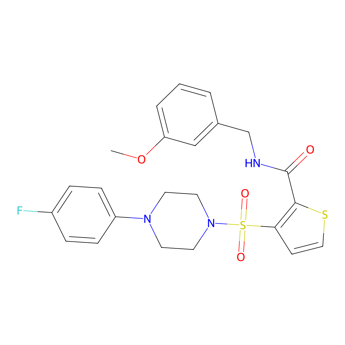 3-{[4-(4-fluorophenyl)piperazin-1-yl]sulfonyl}-N-[(3-methoxyphenyl)methyl]thiophene-2-carboxamide molecular structure, CAS 1040656-45-8