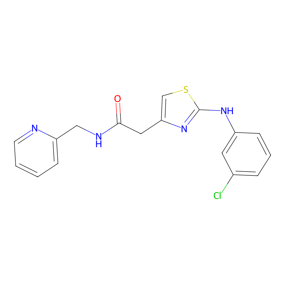 2-{2-[(3-chlorophenyl)amino]-1,3-thiazol-4-yl}-N-[(pyridin-2-yl)methyl]acetamide molecular structure, CAS 1040656-46-9