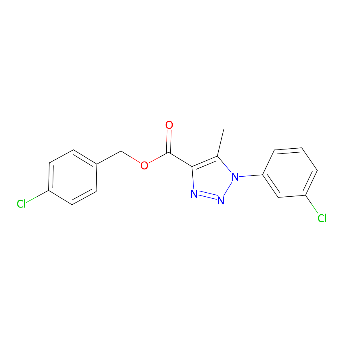 (4-chlorophenyl)methyl 1-(3-chlorophenyl)-5-methyl-1H-1,2,3-triazole-4-carboxylate molecular structure, CAS 1040656-47-0