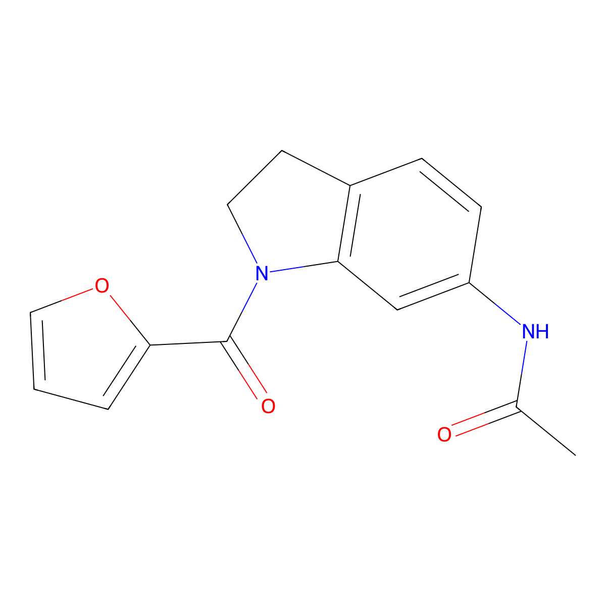 N-(1-(furan-2-carbonyl)indolin-6-yl)acetamide molecular structure, CAS 1040656-48-1