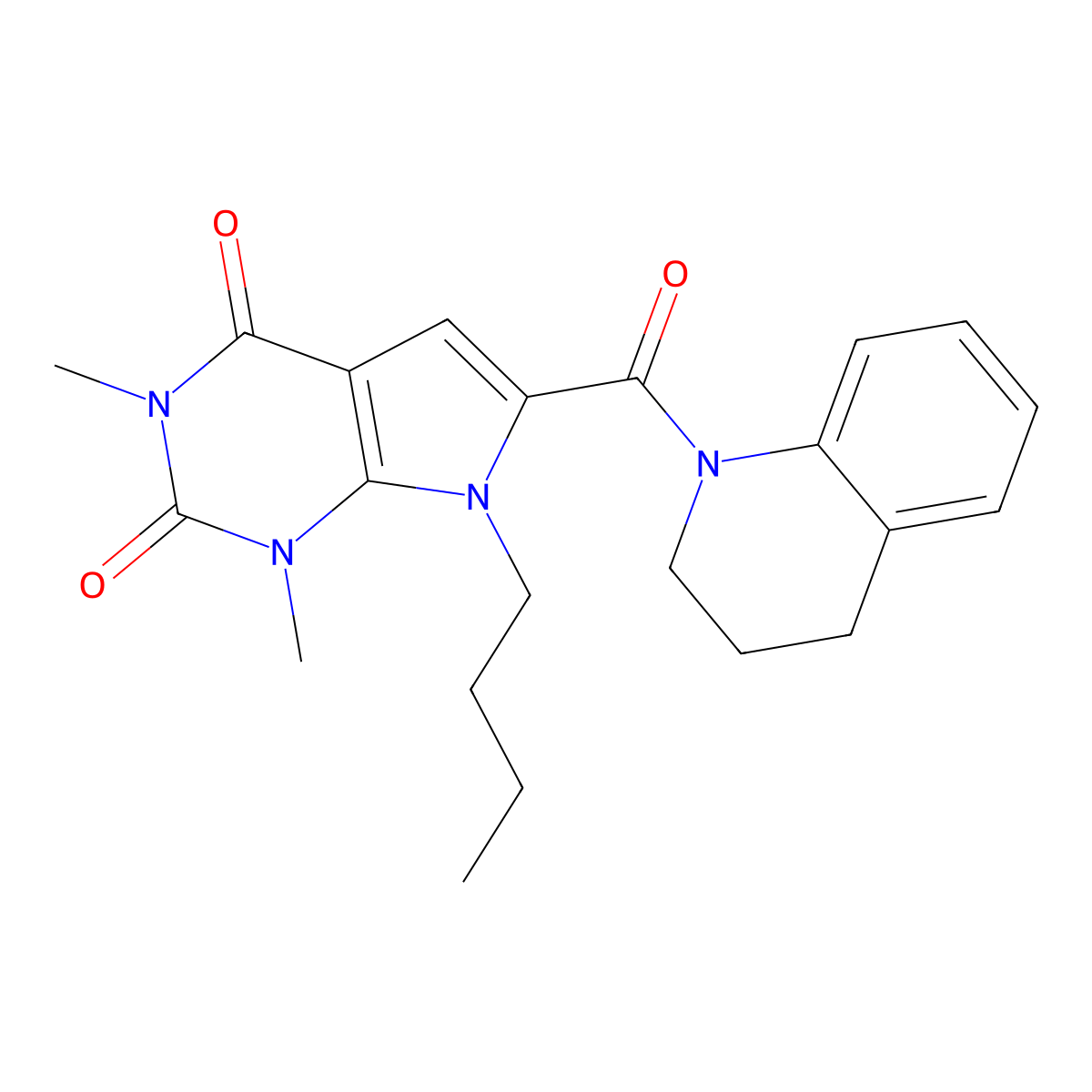 7-butyl-1,3-dimethyl-6-(1,2,3,4-tetrahydroquinoline-1-carbonyl)-1H-pyrrolo[2,3-d]pyrimidine-2,4(3H,7H)-dione molecular structure, CAS 1040656-56-1