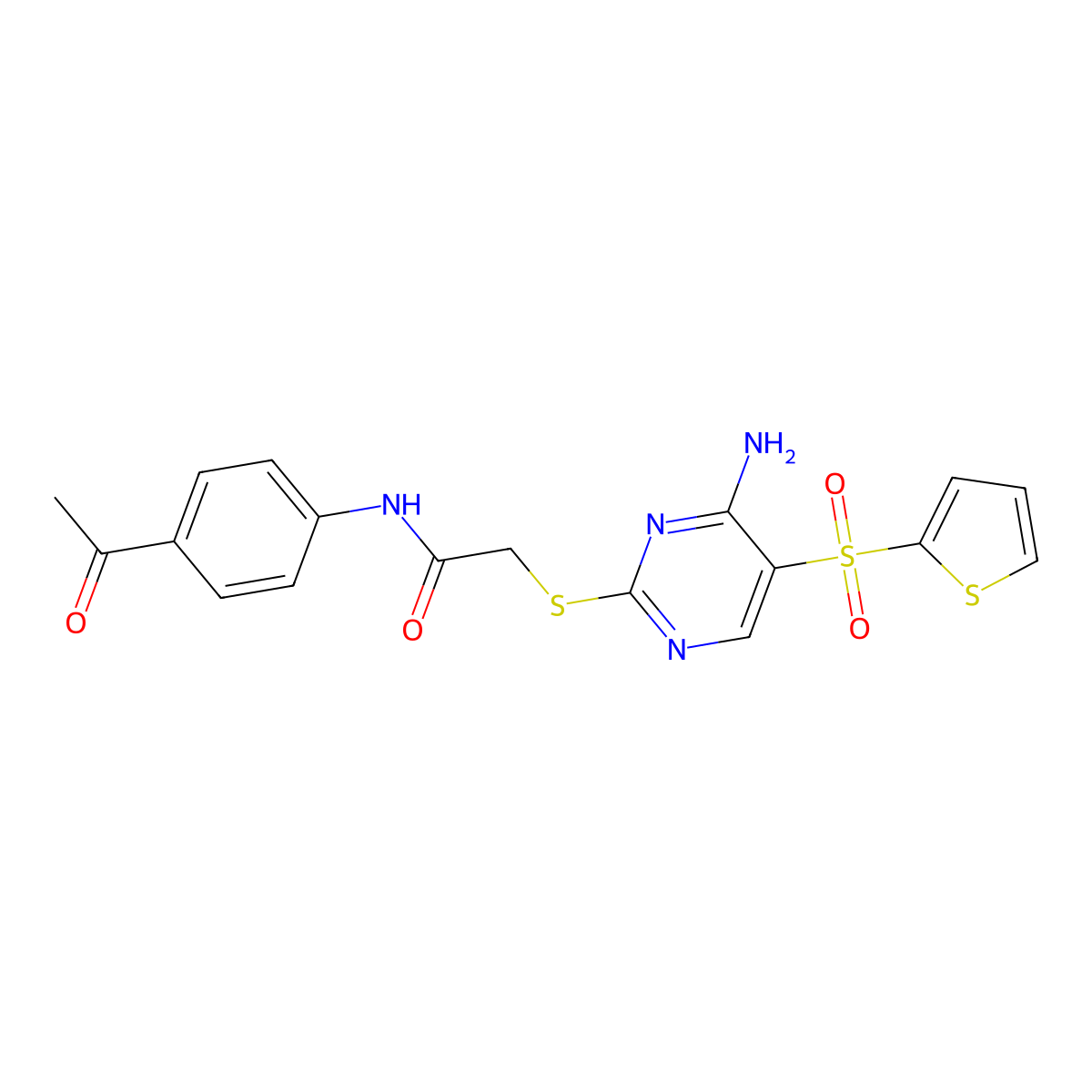 N-(4-acetylphenyl)-2-{[4-amino-5-(thiophene-2-sulfonyl)pyrimidin-2-yl]sulfanyl}acetamide molecular structure, CAS 1040656-62-9