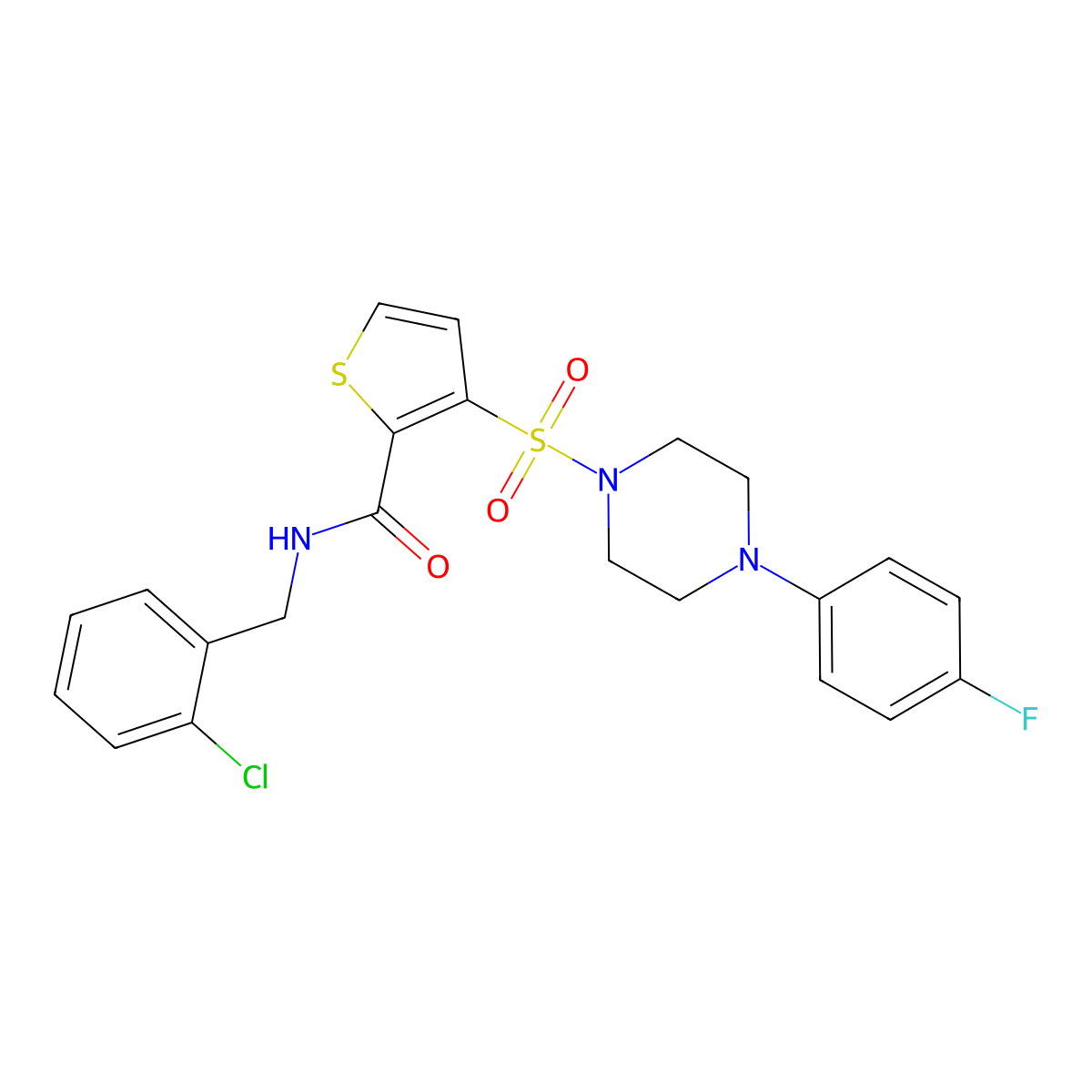 N-[(2-chlorophenyl)methyl]-3-{[4-(4-fluorophenyl)piperazin-1-yl]sulfonyl}thiophene-2-carboxamide molecular structure, CAS 1040656-67-4