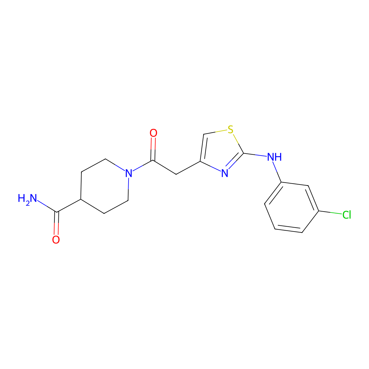 1-(2-{2-[(3-Chlorophenyl)amino]-1,3-thiazol-4-yl}acetyl)piperidine-4-carboxamide molecular structure, CAS 1040656-72-1