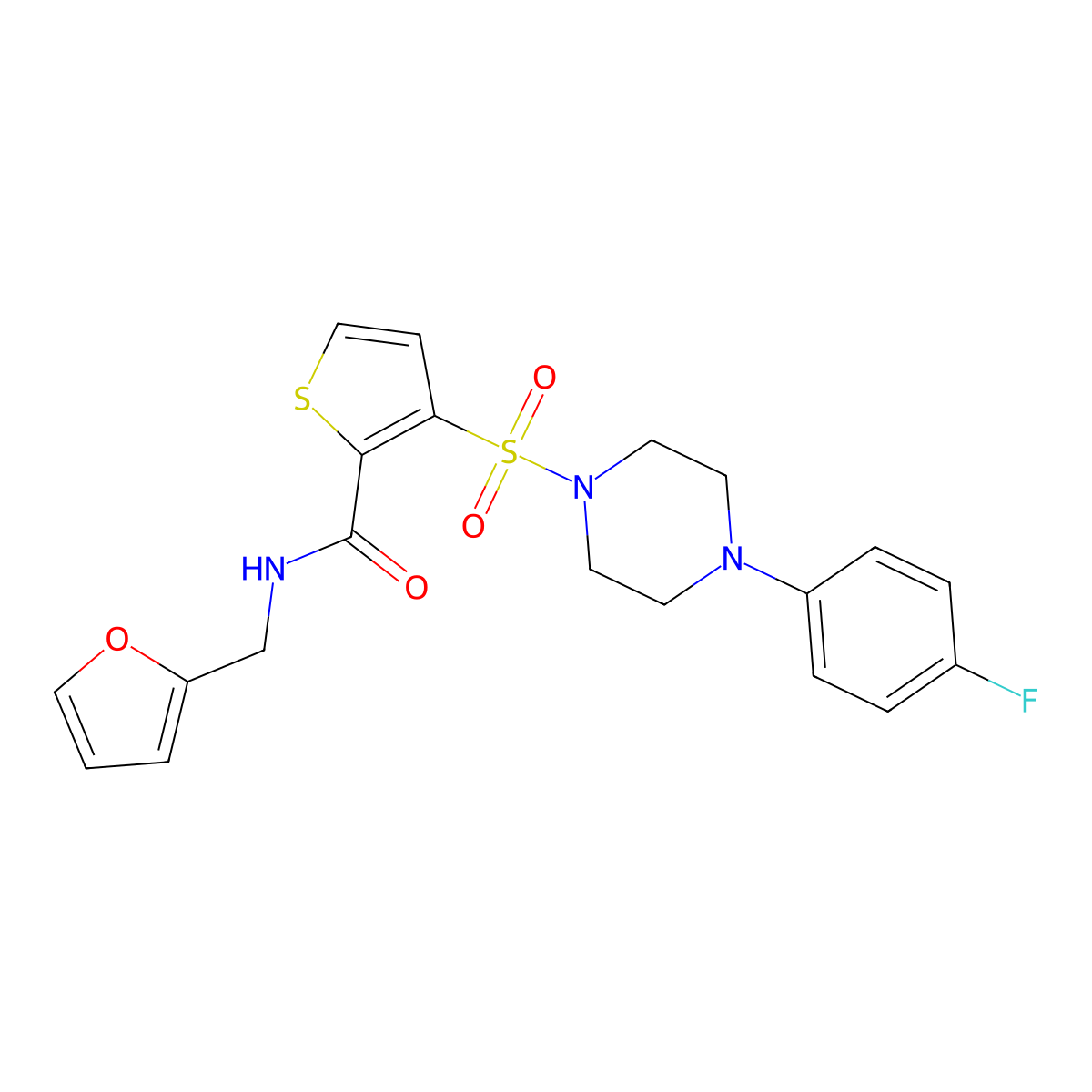 3-{[4-(4-fluorophenyl)piperazin-1-yl]sulfonyl}-N-[(furan-2-yl)methyl]thiophene-2-carboxamide molecular structure, CAS 1040656-74-3