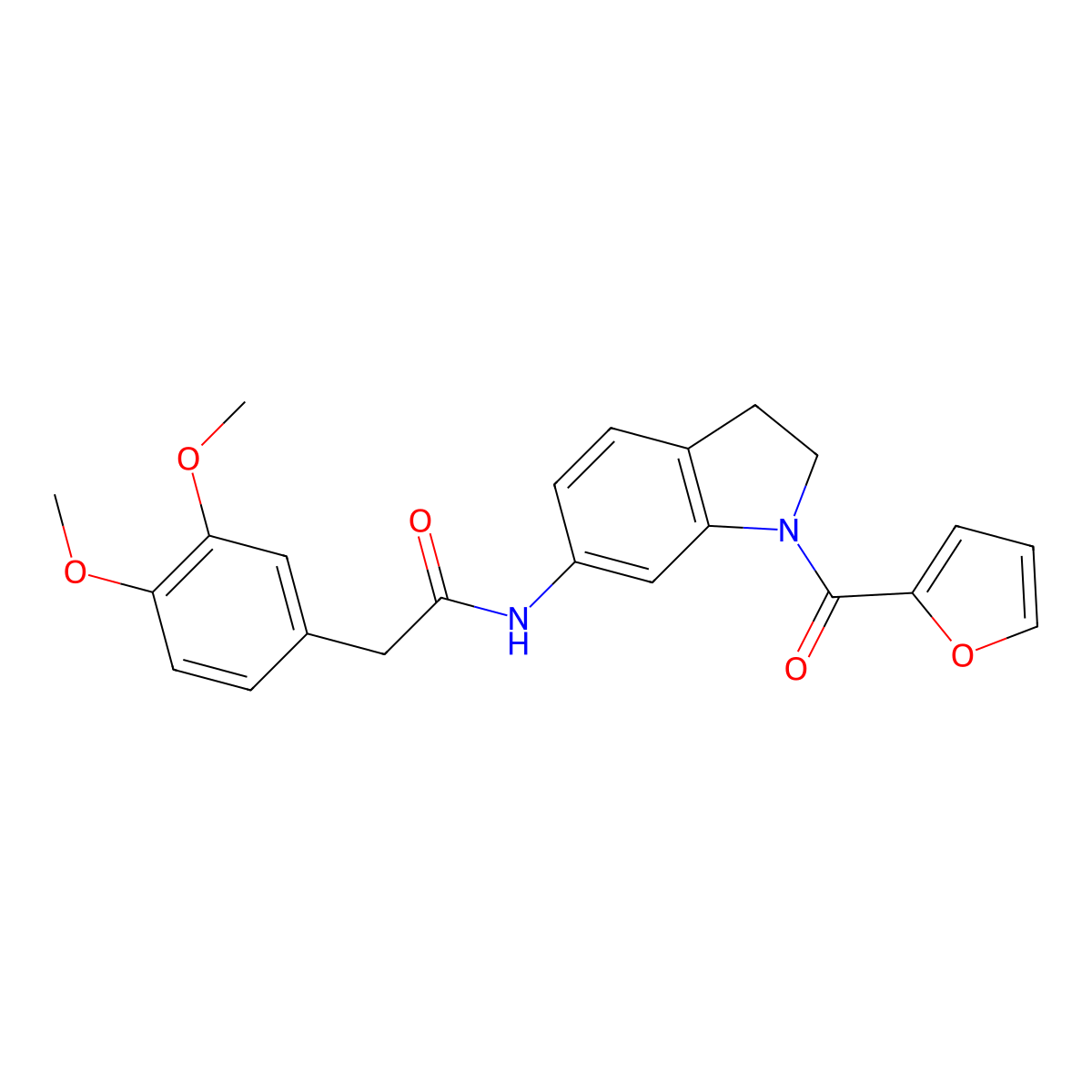 2-(3,4-dimethoxyphenyl)-N-(1-(furan-2-carbonyl)indolin-6-yl)acetamide molecular structure, CAS 1040656-75-4