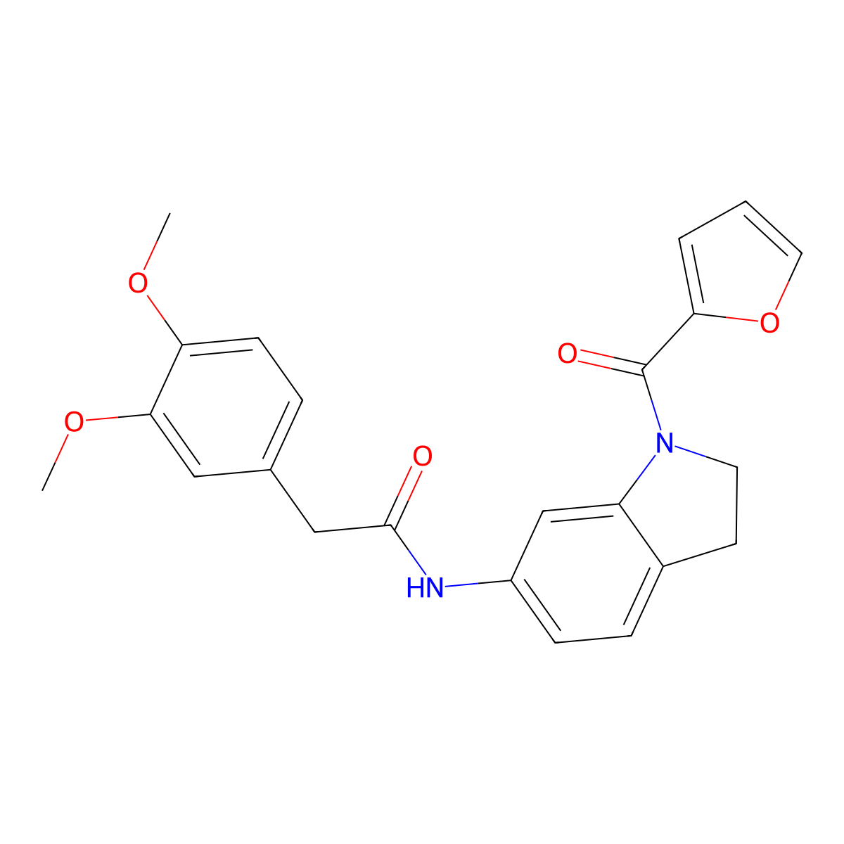 2-(3,4-dimethoxyphenyl)-N-(1-(furan-2-carbonyl)indolin-6-yl)acetamide molecular structure, CAS 1040656-75-4