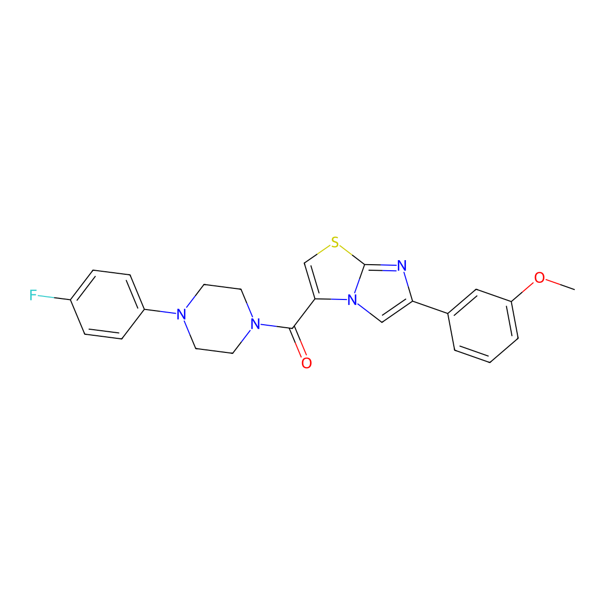 (4-(4-Fluorophenyl)piperazin-1-yl)(6-(3-methoxyphenyl)imidazo[2,1-b]thiazol-3-yl)methanone molecular structure, CAS 1040656-77-6
