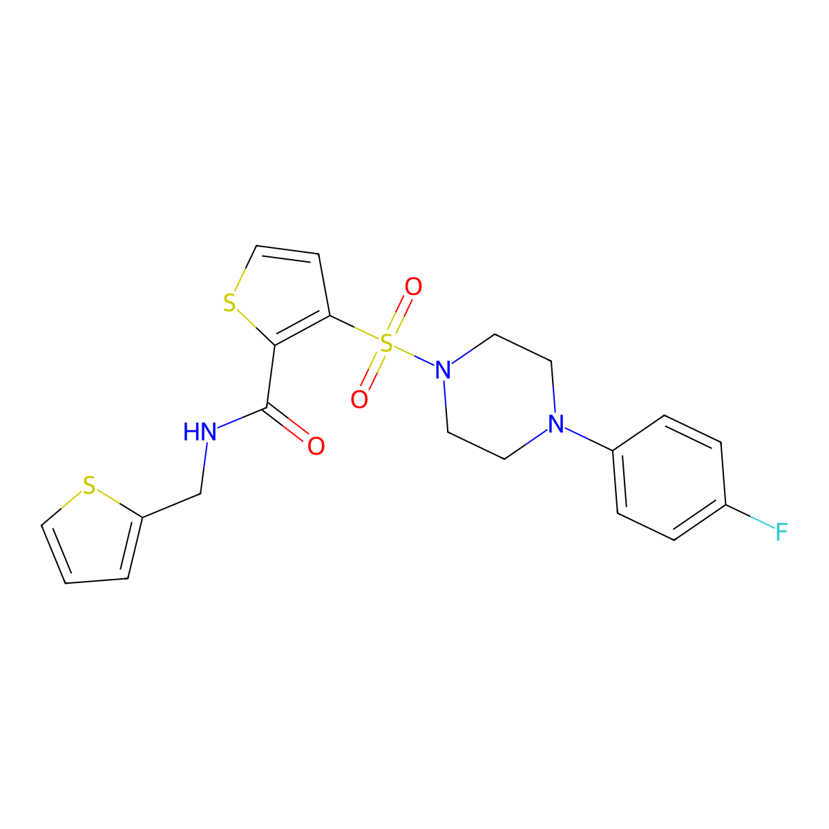 3-{[4-(4-fluorophenyl)piperazin-1-yl]sulfonyl}-N-[(thiophen-2-yl)methyl]thiophene-2-carboxamide molecular structure, CAS 1040656-81-2