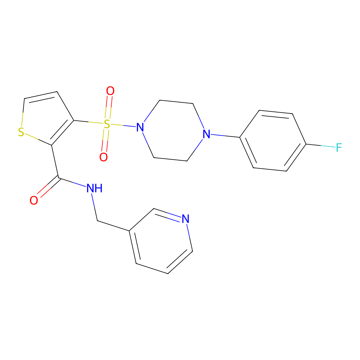 3-((4-(4-fluorophenyl)piperazin-1-yl)sulfonyl)-N-(pyridin-3-ylmethyl)thiophene-2-carboxamide molecular structure, CAS 1040656-88-9