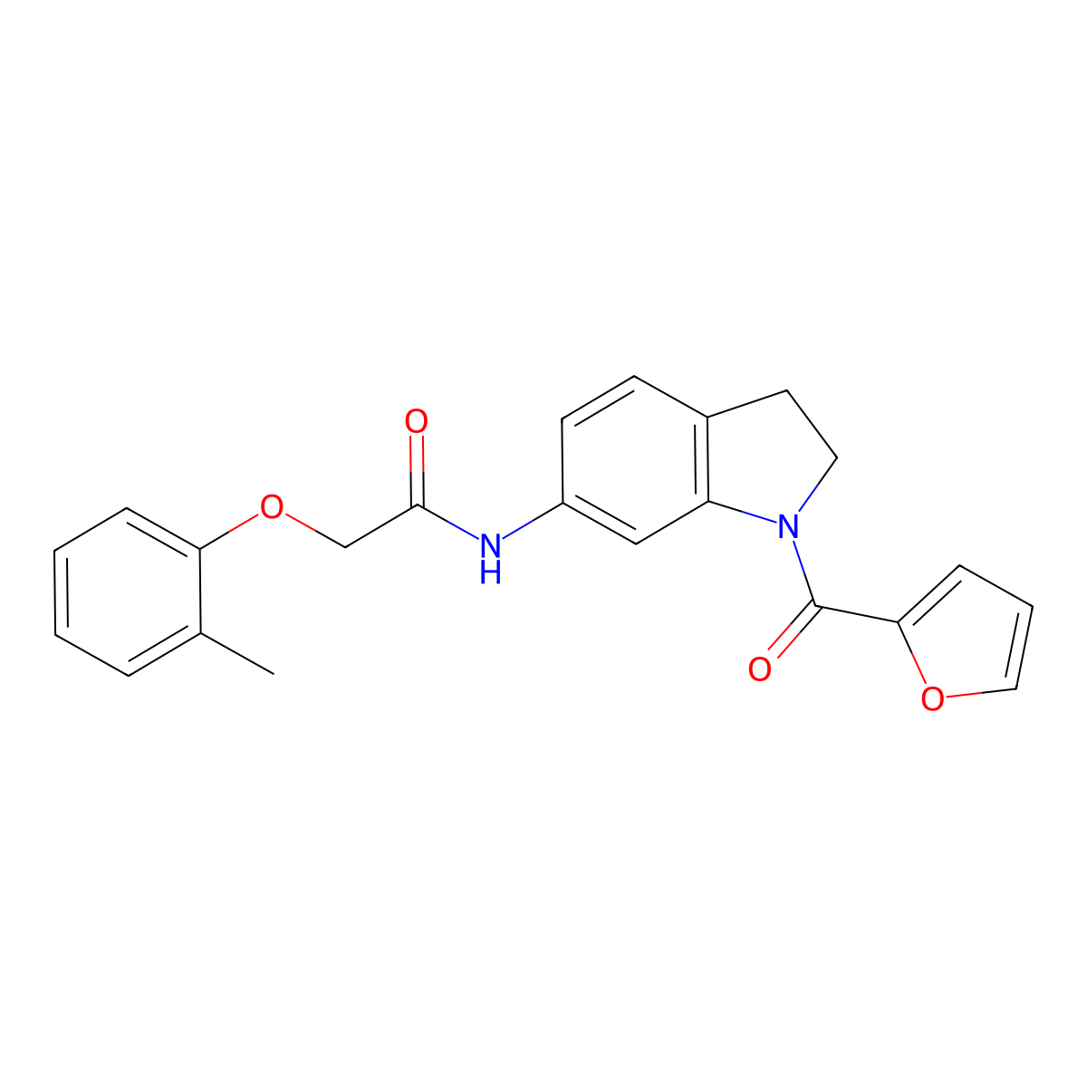 N-(1-(furan-2-carbonyl)indolin-6-yl)-2-(o-tolyloxy)acetamide molecular structure, CAS 1040656-89-0
