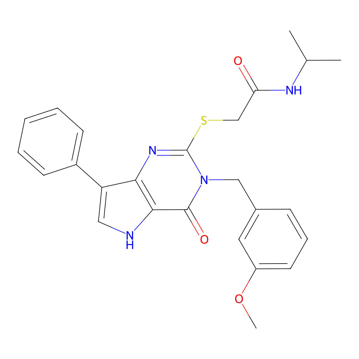 2-({3-[(3-methoxyphenyl)methyl]-4-oxo-7-phenyl-3H,4H,5H-pyrrolo[3,2-d]pyrimidin-2-yl}sulfanyl)-N-(propan-2-yl)acetamide molecular structure, CAS 1040656-92-5