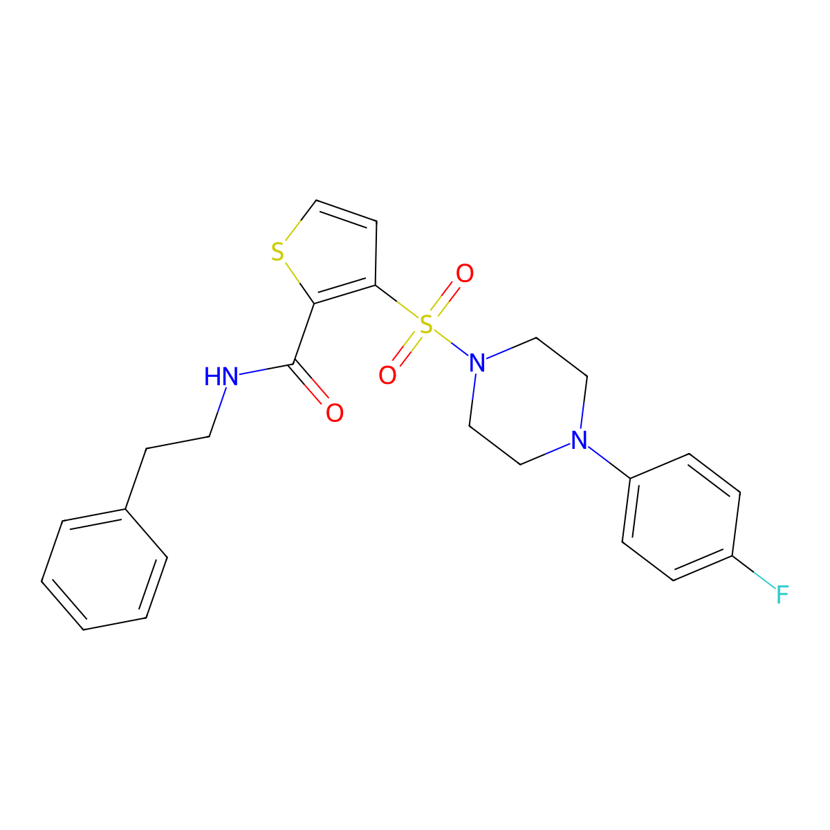 3-{[4-(4-fluorophenyl)piperazin-1-yl]sulfonyl}-N-(2-phenylethyl)thiophene-2-carboxamide molecular structure, CAS 1040656-95-8