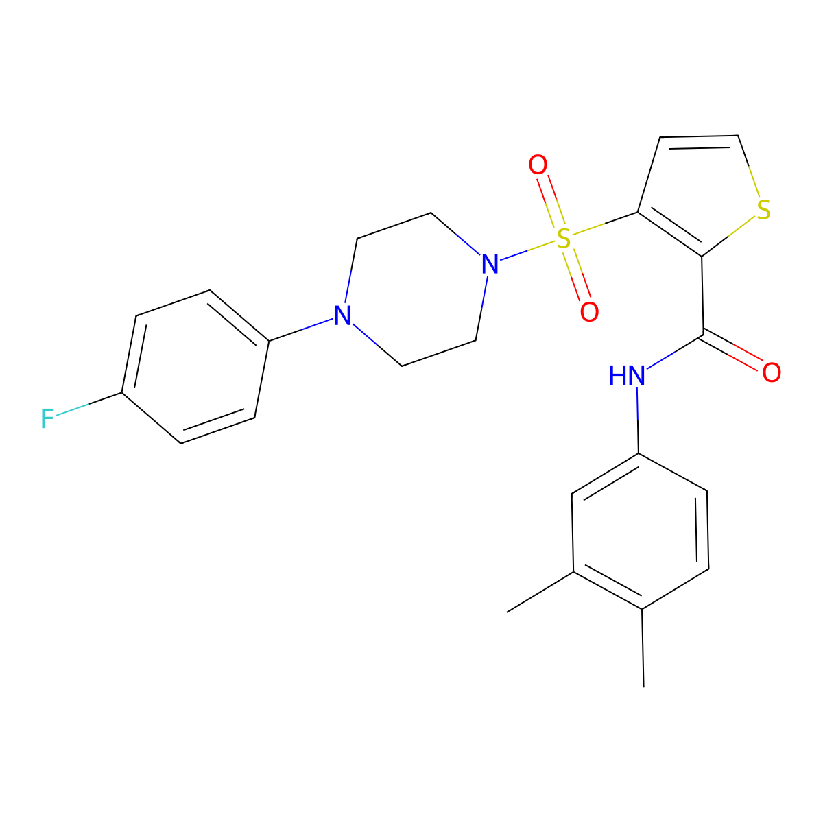 N-(3,4-dimethylphenyl)-3-{[4-(4-fluorophenyl)piperazin-1-yl]sulfonyl}thiophene-2-carboxamide molecular structure, CAS 1040657-02-0
