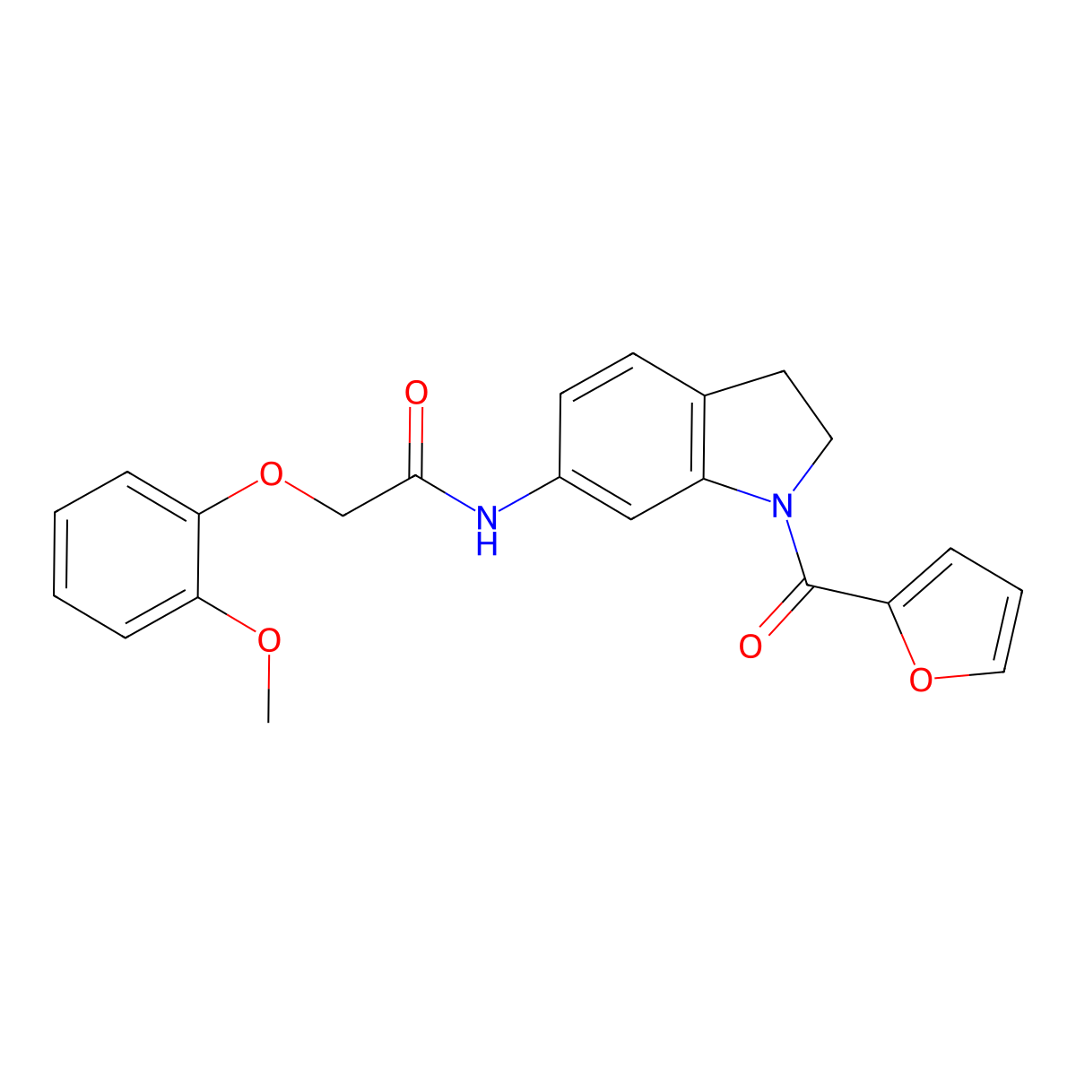 N-(1-(furan-2-carbonyl)indolin-6-yl)-2-(2-methoxyphenoxy)acetamide molecular structure, CAS 1040657-10-0