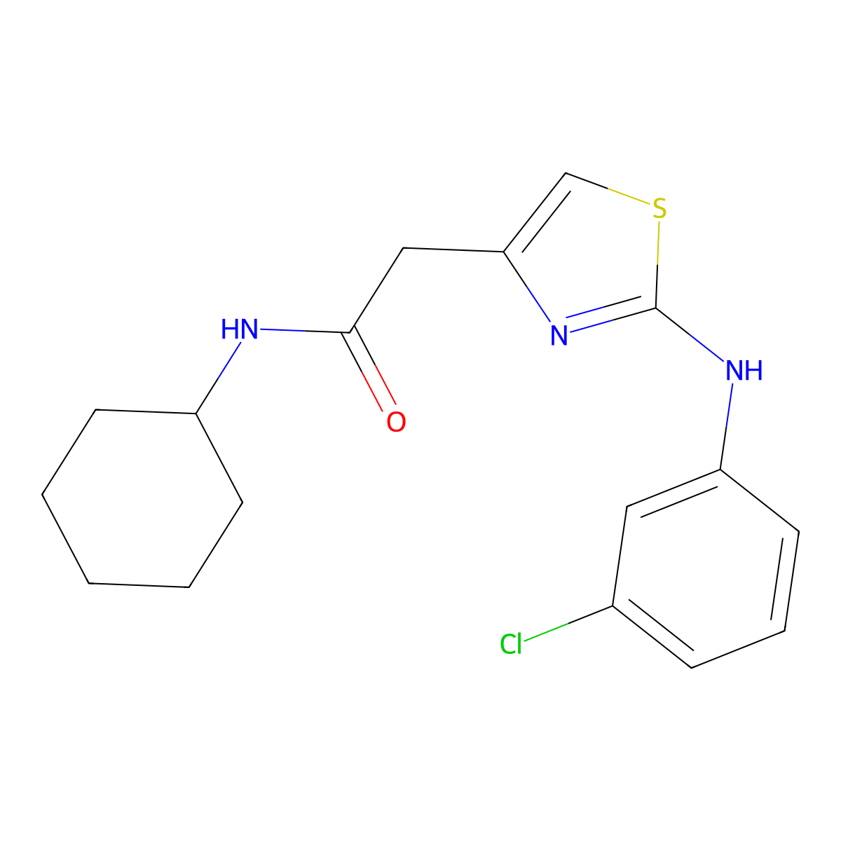 2-{2-[(3-chlorophenyl)amino]-1,3-thiazol-4-yl}-N-cyclohexylacetamide molecular structure, CAS 1040657-14-4