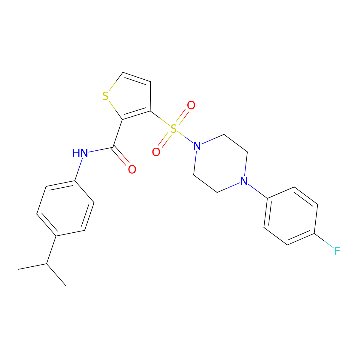 3-{[4-(4-fluorophenyl)piperazin-1-yl]sulfonyl}-N-[4-(propan-2-yl)phenyl]thiophene-2-carboxamide molecular structure, CAS 1040657-16-6