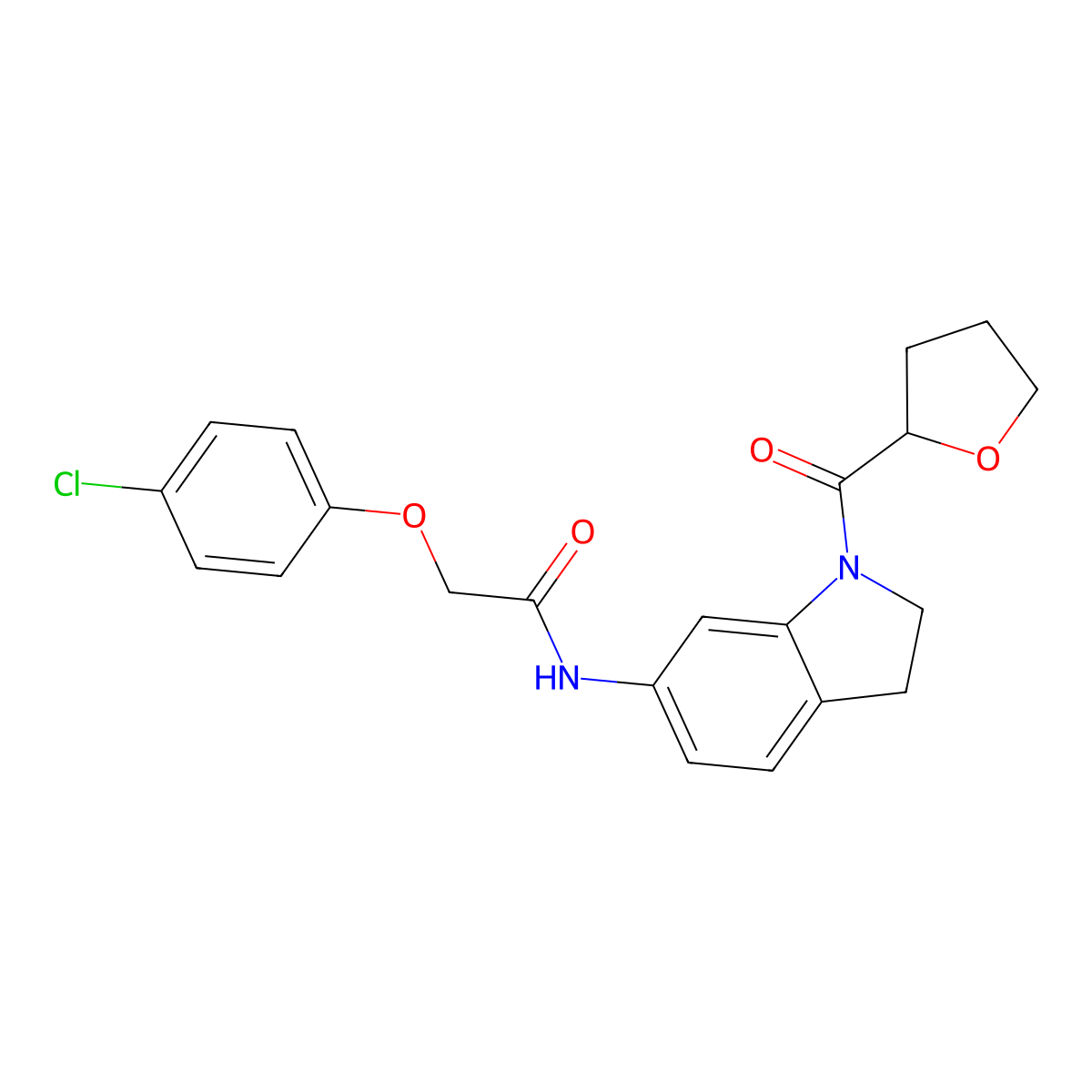 2-(4-chlorophenoxy)-N-(1-(tetrahydrofuran-2-carbonyl)indolin-6-yl)acetamide molecular structure, CAS 1040657-17-7