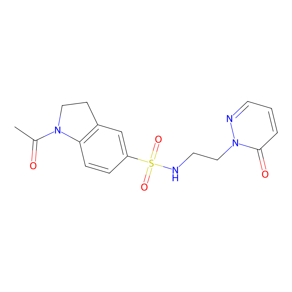 1-acetyl-N-(2-(6-oxopyridazin-1(6H)-yl)ethyl)indoline-5-sulfonamide molecular structure, CAS 1040657-33-7