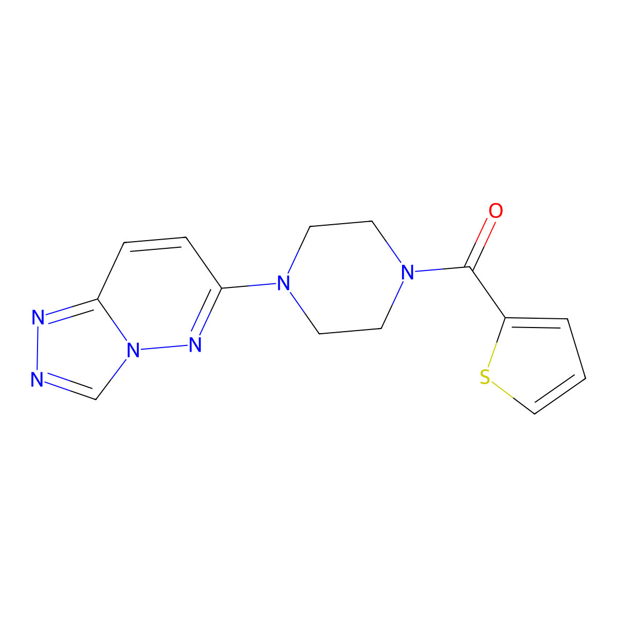 (4-([1,2,4]Triazolo[4,3-b]pyridazin-6-yl)piperazin-1-yl)(thiophen-2-yl)methanone molecular structure, CAS 1040657-40-6