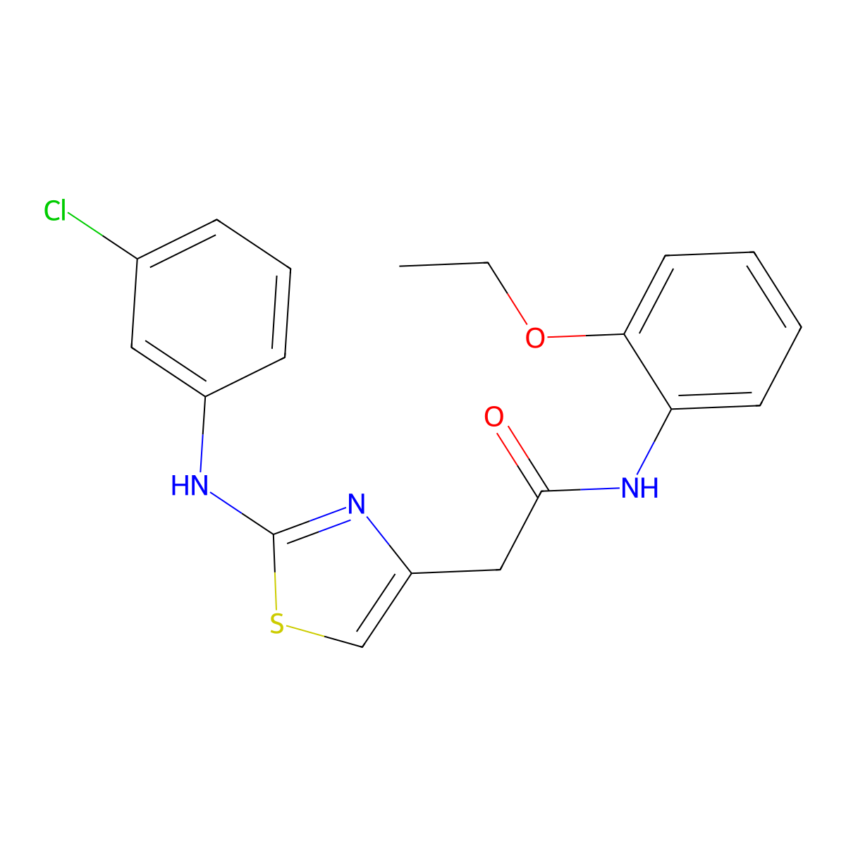 2-{2-[(3-chlorophenyl)amino]-1,3-thiazol-4-yl}-N-(2-ethoxyphenyl)acetamide molecular structure, CAS 1040657-42-8