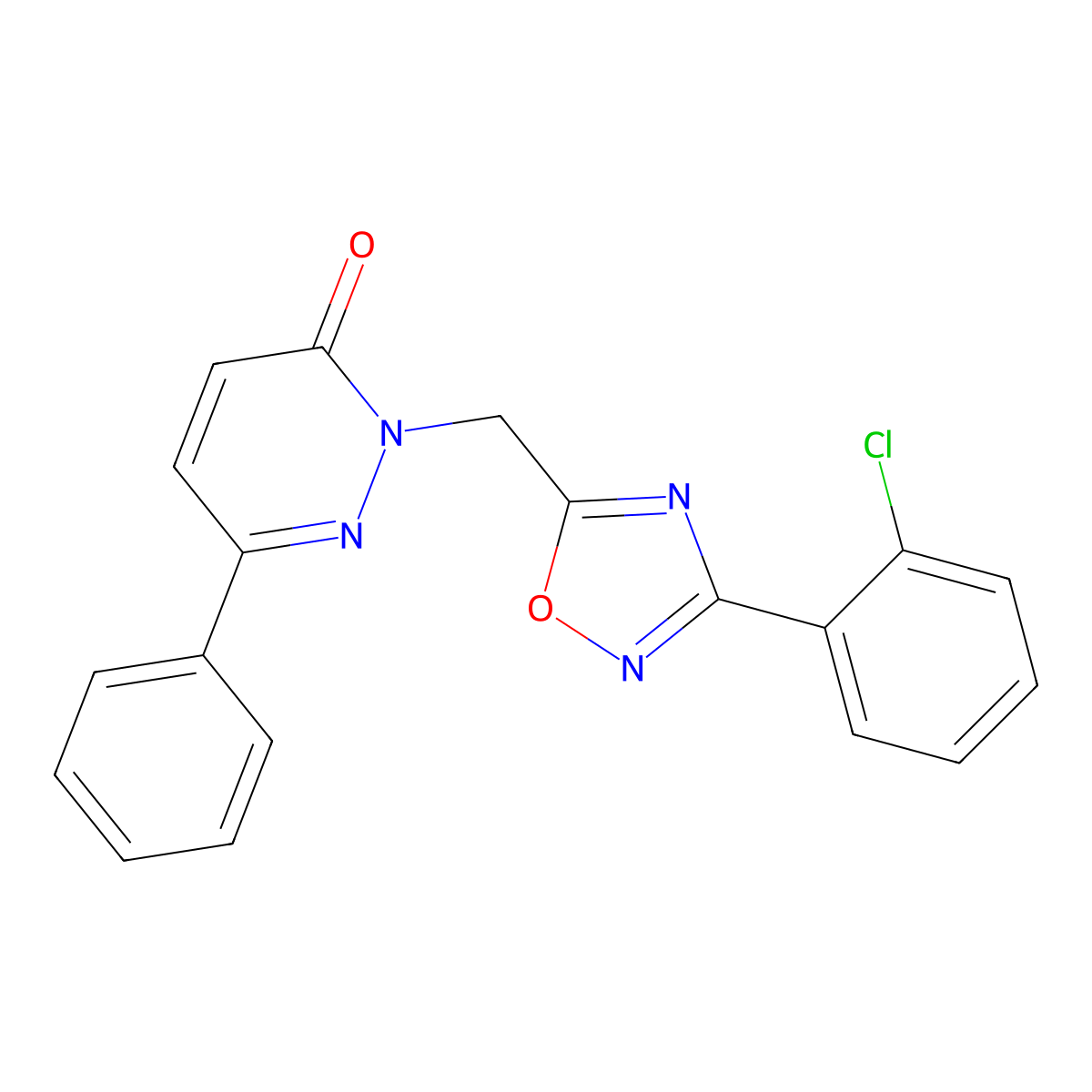 2-{[3-(2-Chlorophenyl)-1,2,4-oxadiazol-5-yl]methyl}-6-phenyl-2,3-dihydropyridazin-3-one molecular structure, CAS 1040657-43-9