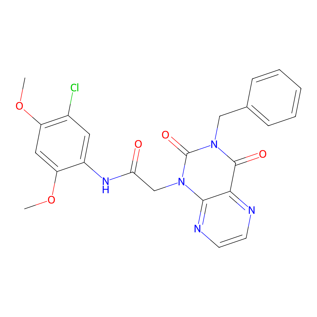 2-(3-benzyl-2,4-dioxo-1,2,3,4-tetrahydropteridin-1-yl)-N-(5-chloro-2,4-dimethoxyphenyl)acetamide molecular structure, CAS 1040657-47-3