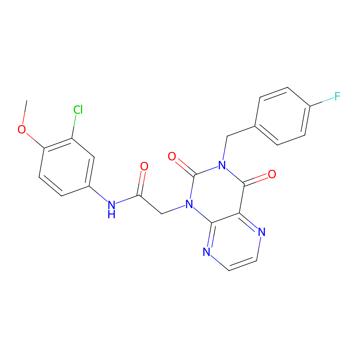 N-(3-chloro-4-methoxyphenyl)-2-{3-[(4-fluorophenyl)methyl]-2,4-dioxo-1,2,3,4-tetrahydropteridin-1-yl}acetamide molecular structure, CAS 1040657-53-1