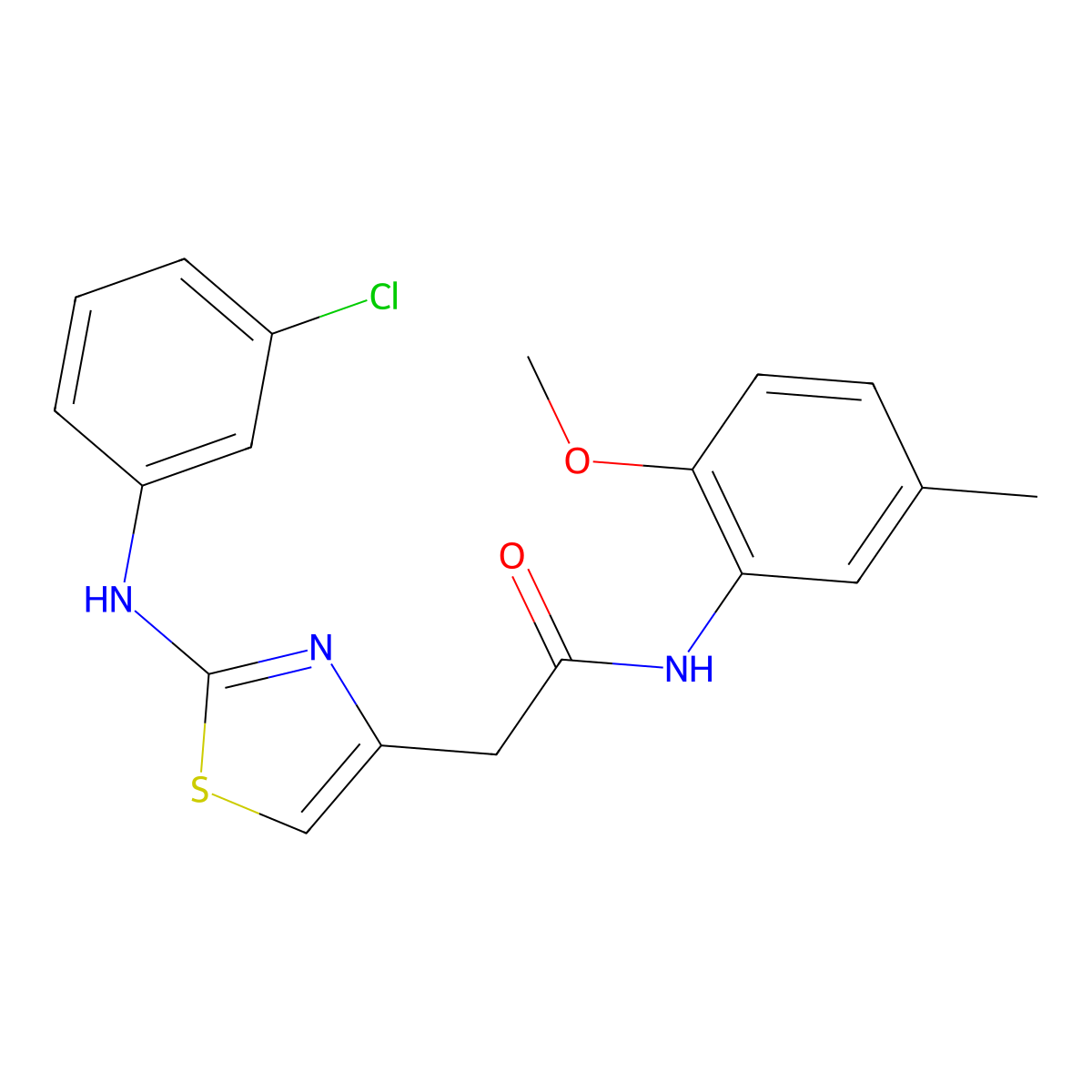 2-{2-[(3-chlorophenyl)amino]-1,3-thiazol-4-yl}-N-(2-methoxy-5-methylphenyl)acetamide molecular structure, CAS 1040657-54-2