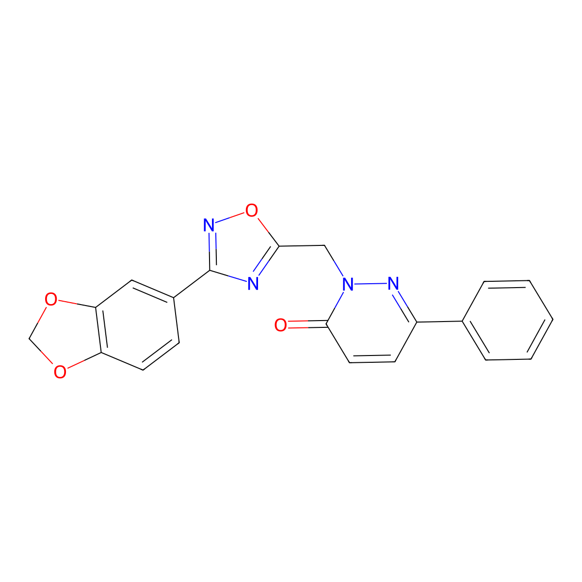 2-((3-(benzo[d][1,3]dioxol-5-yl)-1,2,4-oxadiazol-5-yl)methyl)-6-phenylpyridazin-3(2H)-one molecular structure, CAS 1040657-55-3