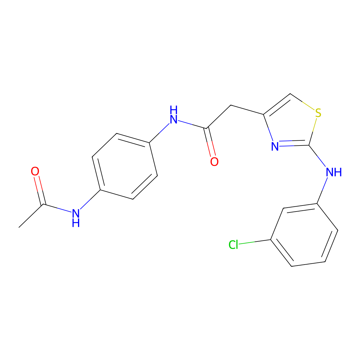 2-{2-[(3-chlorophenyl)amino]-1,3-thiazol-4-yl}-N-(4-acetamidophenyl)acetamide molecular structure, CAS 1040657-60-0