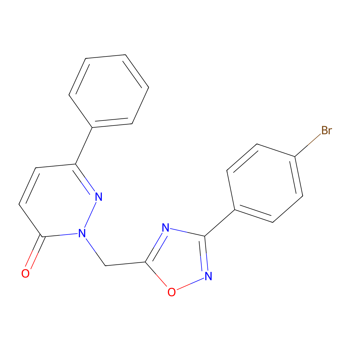 2-{[3-(4-Bromophenyl)-1,2,4-oxadiazol-5-yl]methyl}-6-phenyl-2,3-dihydropyridazin-3-one molecular structure, CAS 1040657-61-1