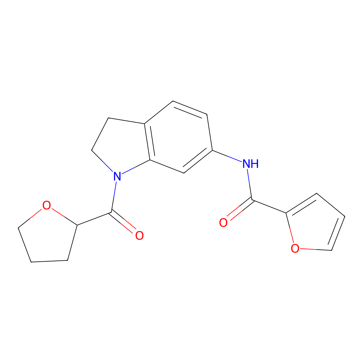 N-(1-(tetrahydrofuran-2-carbonyl)indolin-6-yl)furan-2-carboxamide molecular structure, CAS 1040657-62-2