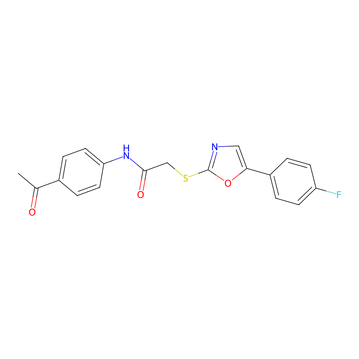 N-(4-acetylphenyl)-2-{[5-(4-fluorophenyl)-1,3-oxazol-2-yl]sulfanyl}acetamide molecular structure, CAS 1040657-65-5