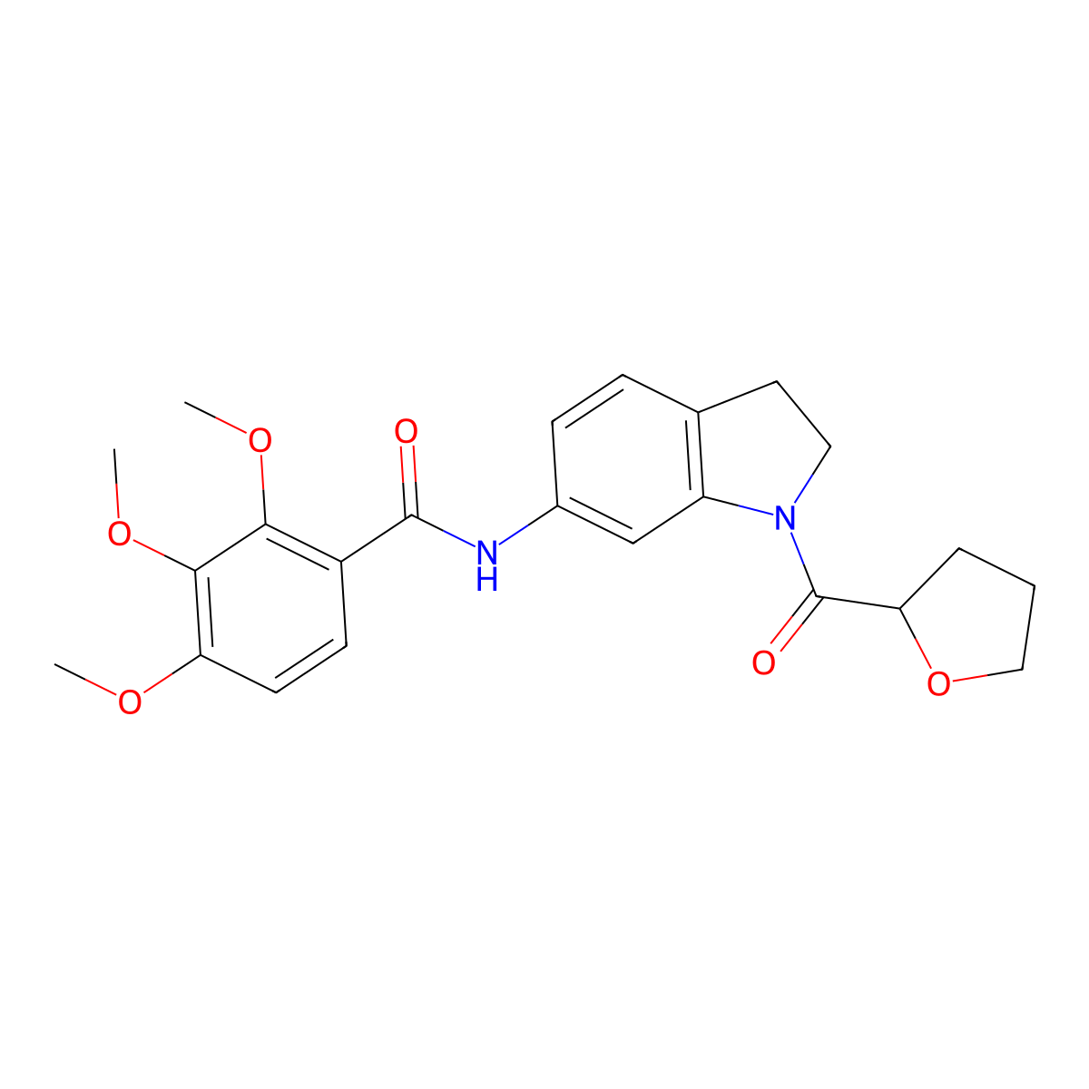 2,3,4-trimethoxy-N-(1-(tetrahydrofuran-2-carbonyl)indolin-6-yl)benzamide molecular structure, CAS 1040657-74-6