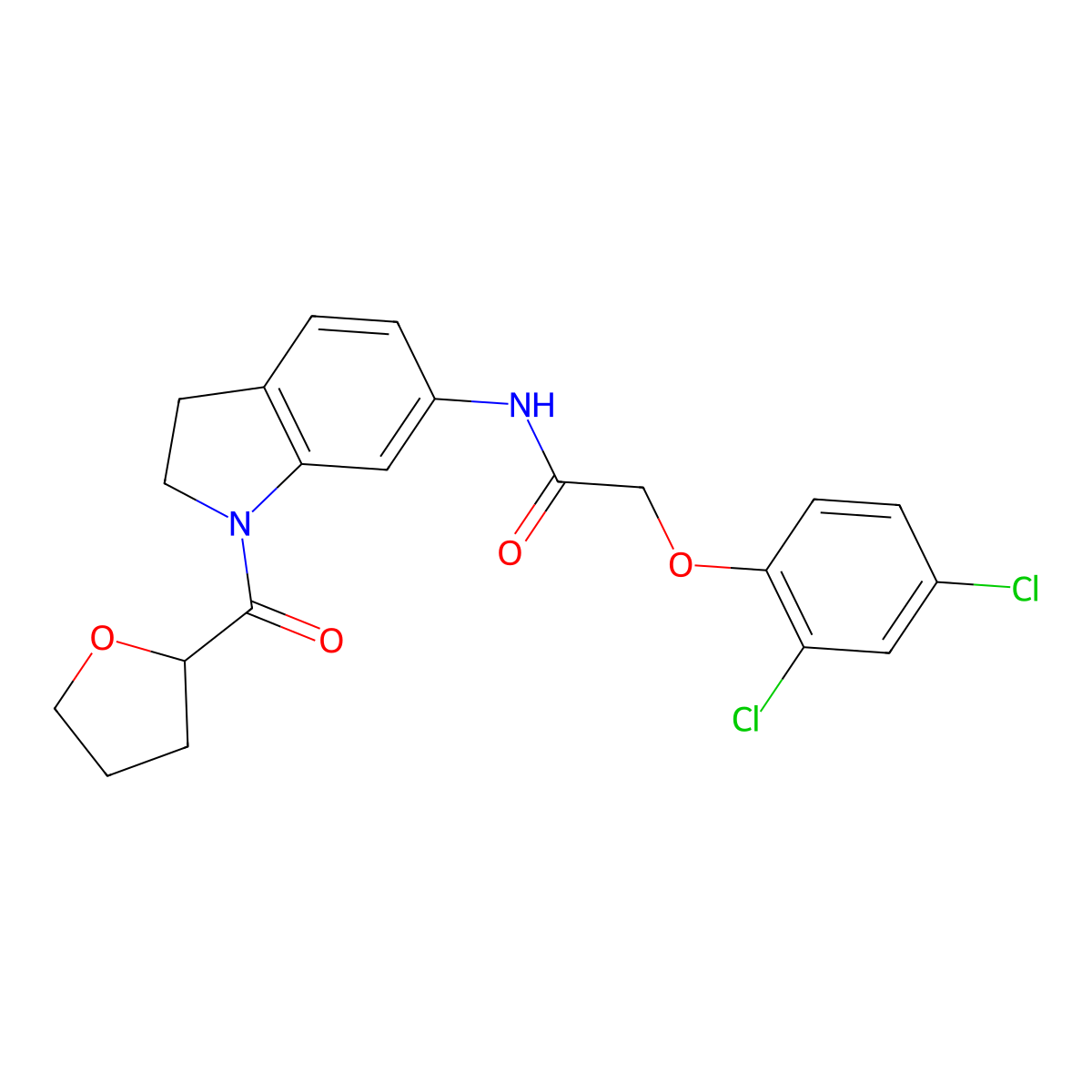2-(2,4-dichlorophenoxy)-N-(1-(tetrahydrofuran-2-carbonyl)indolin-6-yl)acetamide molecular structure, CAS 1040657-80-4
