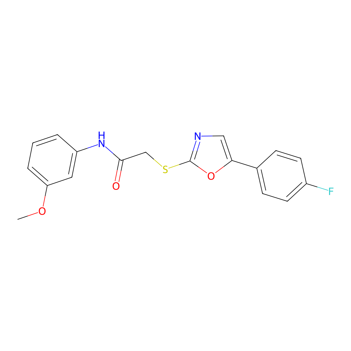 2-{[5-(4-fluorophenyl)-1,3-oxazol-2-yl]sulfanyl}-N-(3-methoxyphenyl)acetamide molecular structure, CAS 1040657-83-7