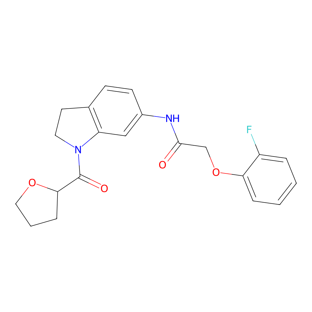2-(2-fluorophenoxy)-N-(1-(tetrahydrofuran-2-carbonyl)indolin-6-yl)acetamide molecular structure, CAS 1040657-92-8