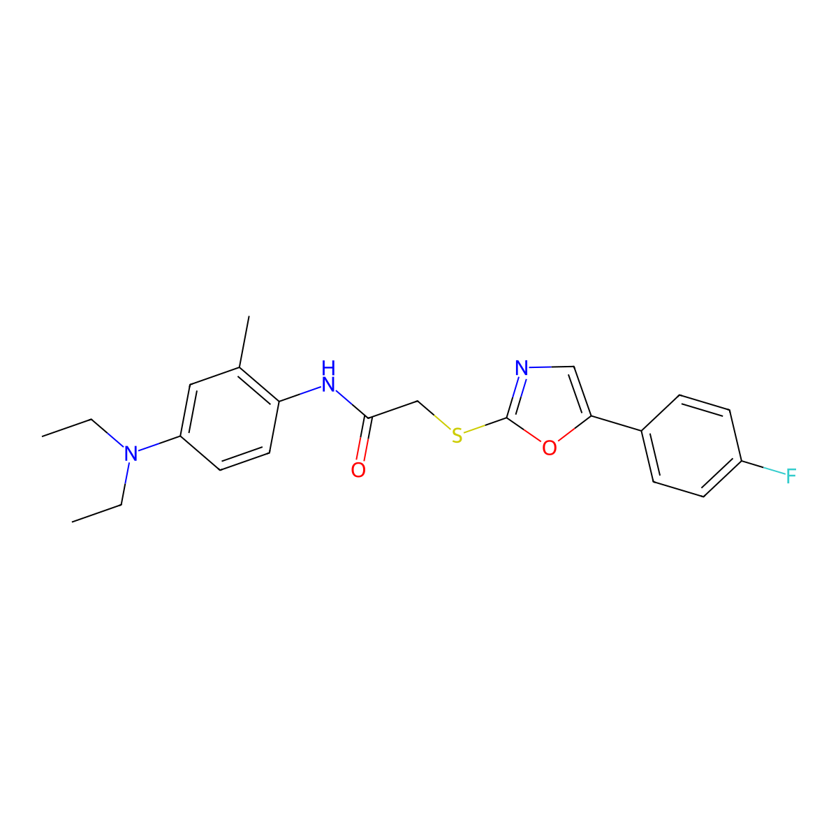 N-[4-(diethylamino)-2-methylphenyl]-2-{[5-(4-fluorophenyl)-1,3-oxazol-2-yl]sulfanyl}acetamide molecular structure, CAS 1040657-94-0