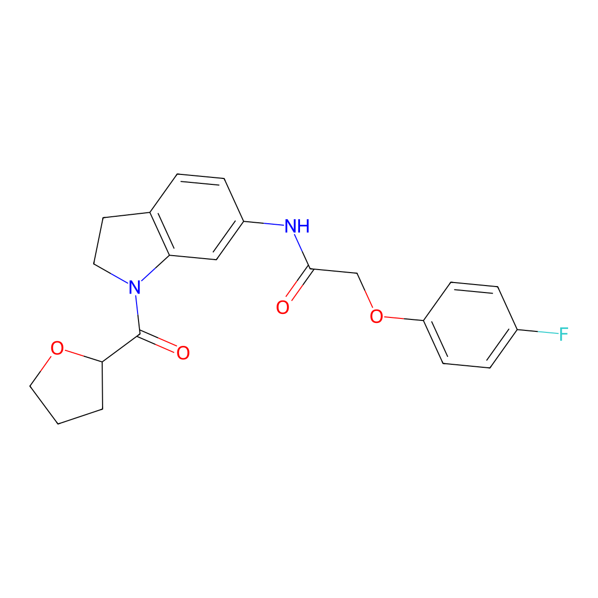2-(4-fluorophenoxy)-N-(1-(tetrahydrofuran-2-carbonyl)indolin-6-yl)acetamide molecular structure, CAS 1040657-97-3