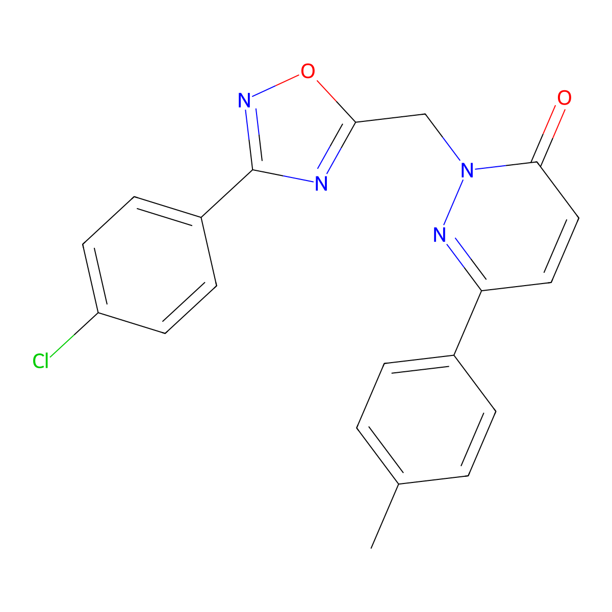 2-{[3-(4-Chlorophenyl)-1,2,4-oxadiazol-5-yl]methyl}-6-(4-methylphenyl)-2,3-dihydropyridazin-3-one molecular structure, CAS 1040658-01-2
