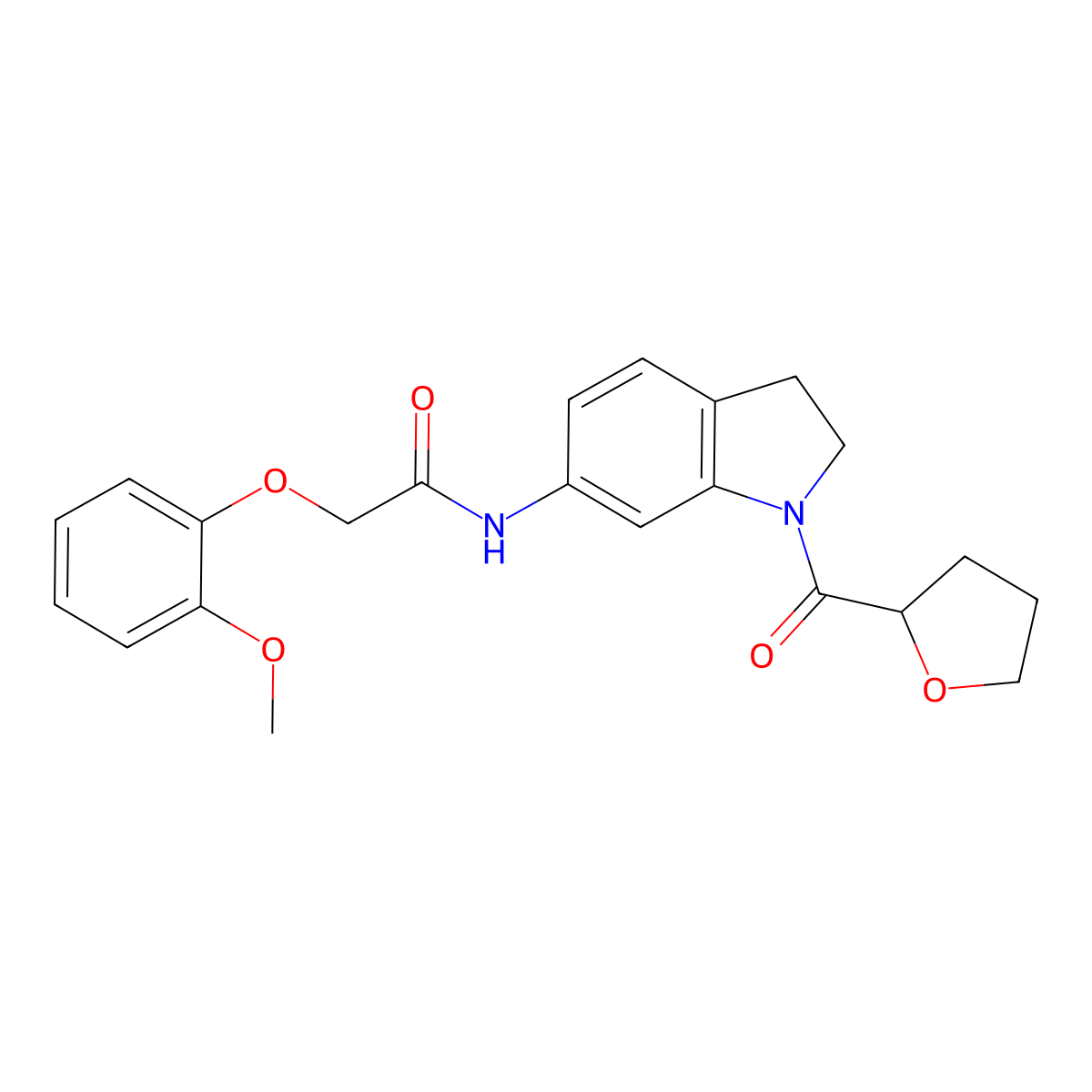 2-(2-methoxyphenoxy)-N-(1-(tetrahydrofuran-2-carbonyl)indolin-6-yl)acetamide molecular structure, CAS 1040658-02-3