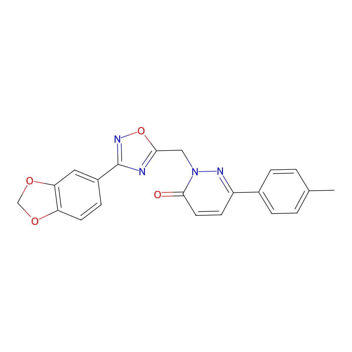 2-((3-(benzo[d][1,3]dioxol-5-yl)-1,2,4-oxadiazol-5-yl)methyl)-6-(p-tolyl)pyridazin-3(2H)-one molecular structure, CAS 1040658-06-7