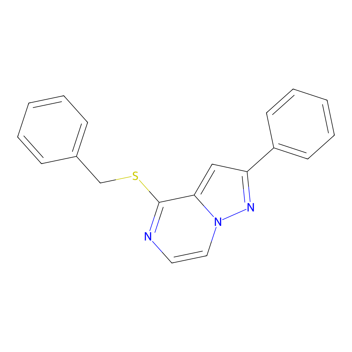 4-(Benzylsulfanyl)-2-phenylpyrazolo[1,5-a]pyrazine molecular structure, CAS 1040658-08-9