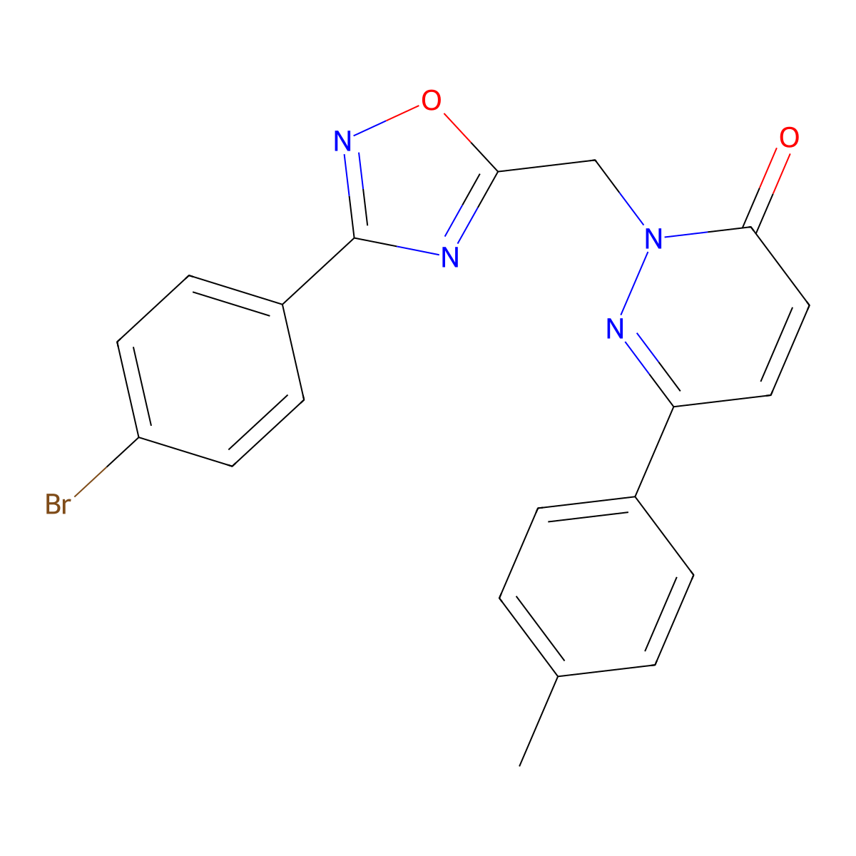 2-{[3-(4-Bromophenyl)-1,2,4-oxadiazol-5-yl]methyl}-6-(4-methylphenyl)-2,3-dihydropyridazin-3-one molecular structure, CAS 1040658-11-4