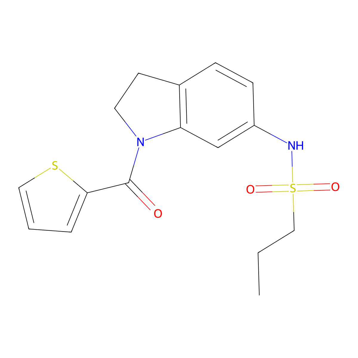 N-(1-(thiophene-2-carbonyl)indolin-6-yl)propane-1-sulfonamide molecular structure, CAS 1040658-12-5
