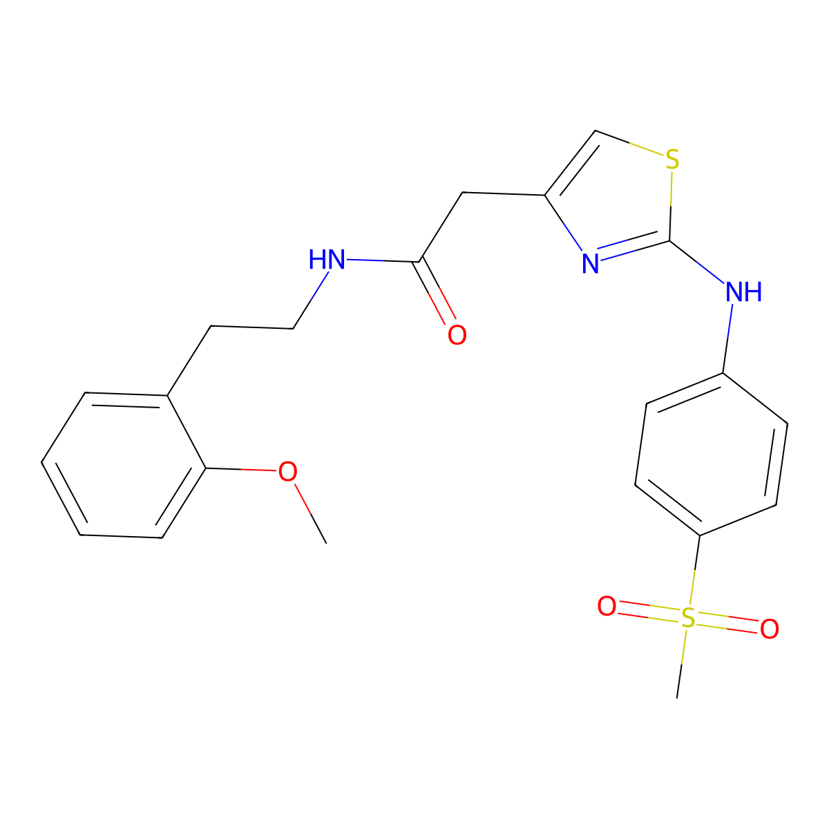 2-{2-[(4-methanesulfonylphenyl)amino]-1,3-thiazol-4-yl}-N-[2-(2-methoxyphenyl)ethyl]acetamide molecular structure, CAS 1040658-15-8