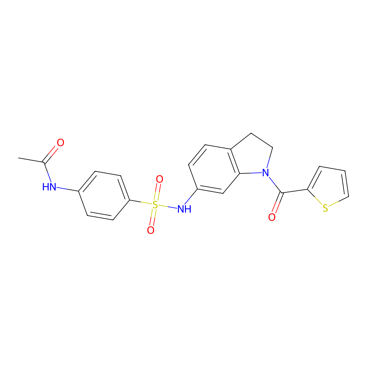 N-(4-(N-(1-(thiophene-2-carbonyl)indolin-6-yl)sulfamoyl)phenyl)acetamide molecular structure, CAS 1040658-17-0